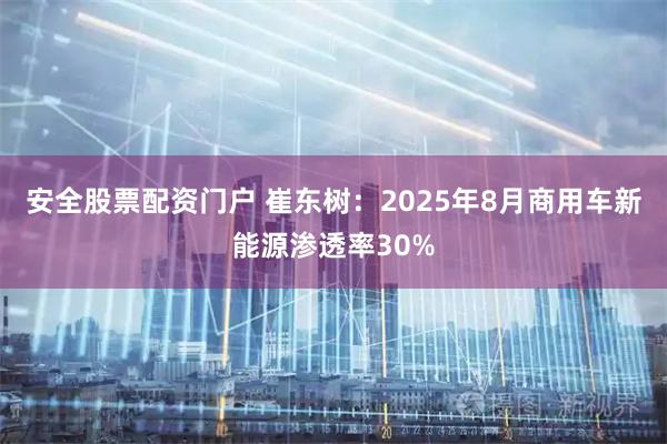安全股票配资门户 崔东树：2025年8月商用车新能源渗透率30%